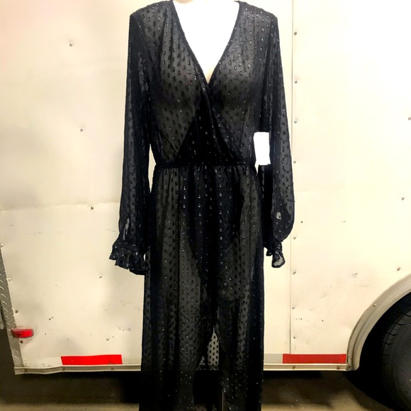 Chelsea28 Metallic Clip Dot Long Sleeve Maxi Dress - Picture 2 of 8